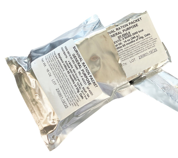 The Emergency Ration Bars are packaged separately from the other GP Ration contents for prolonged shelf life.