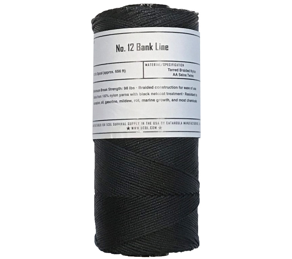 #12 Tarred Braided Bank Line, 656 ft. - 5col Survival Supply