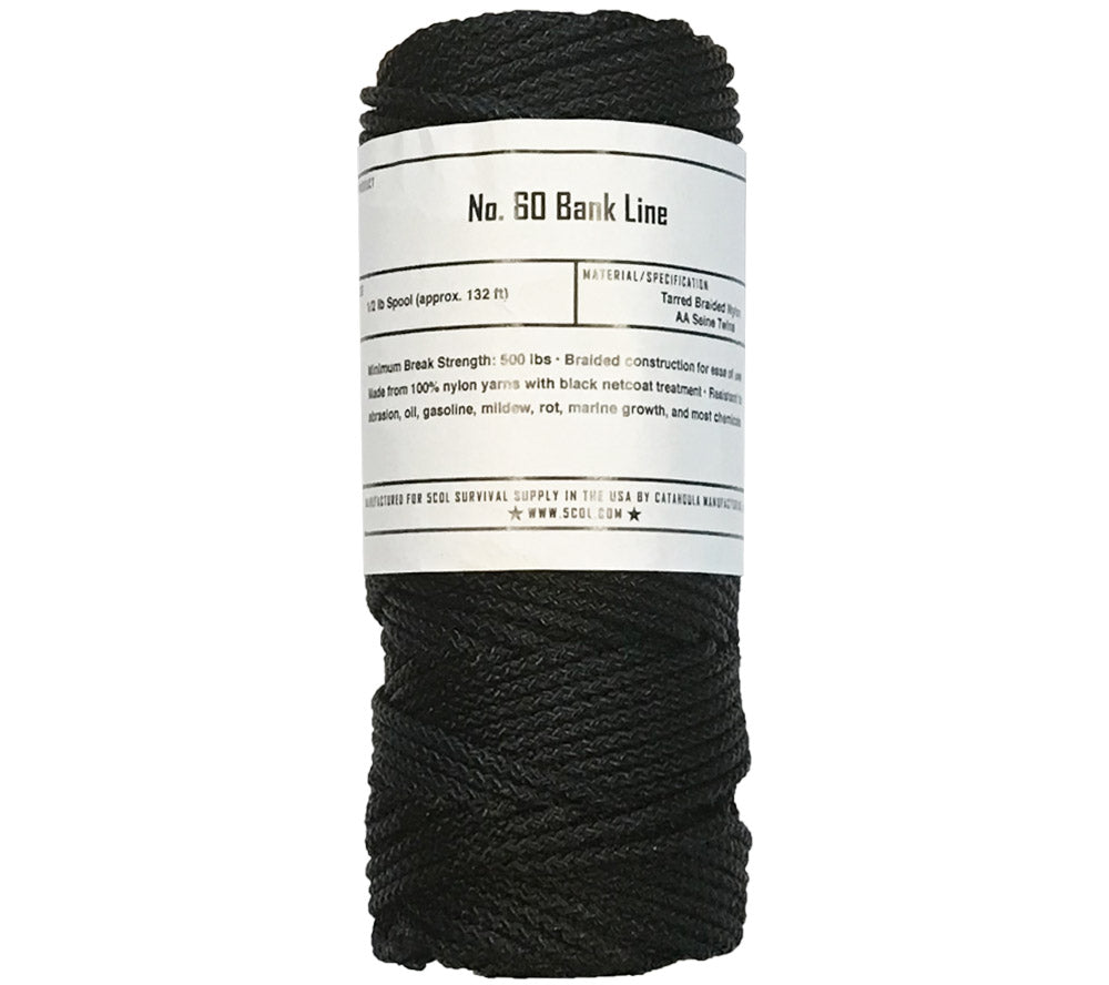 #60 Tarred Braided Bank Line, 132 ft. - 5col Survival Supply