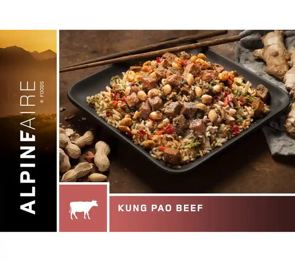 Kung Pao Beef from AlpineAire is a tasty freeze dried meal for camping, backpacking, wilderness survival, and emergency preparedness.