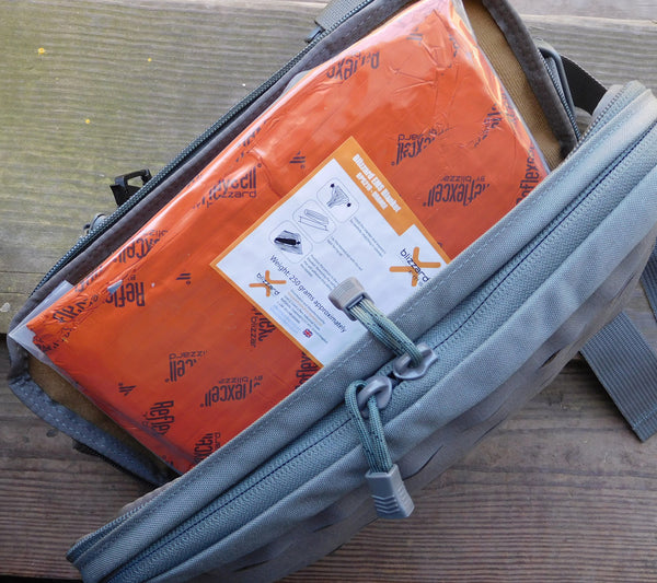 Flat Pack EMS Blizzard Blankets stow easily in Kit Bags, hydration sleeves, plate carriers and more.