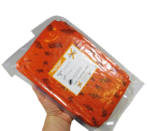 Blizzard Survival's Flat Pack EMS Blanket has a thin profile for easy storage.