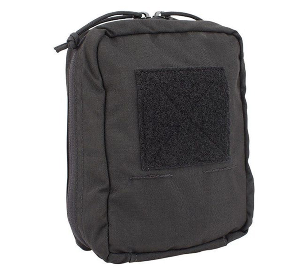 First Spear's SOF Med Pouch, shown here in Black, has a loop panel on the outside face for patches and tags.