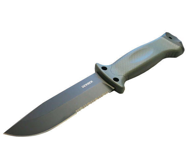 The military ASEK system requirement states that the blade must have a partially serrated blade for cutting cordage, soft metal, acrylic, etc.