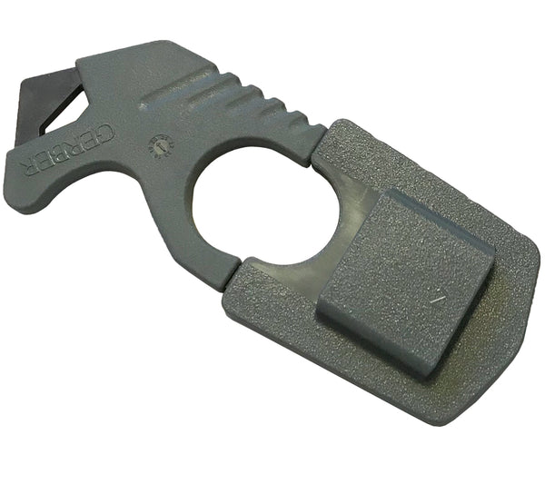 The LMF II ASEK strap cutter has its own sheath that can be detached from the main system and carried separately as needed.