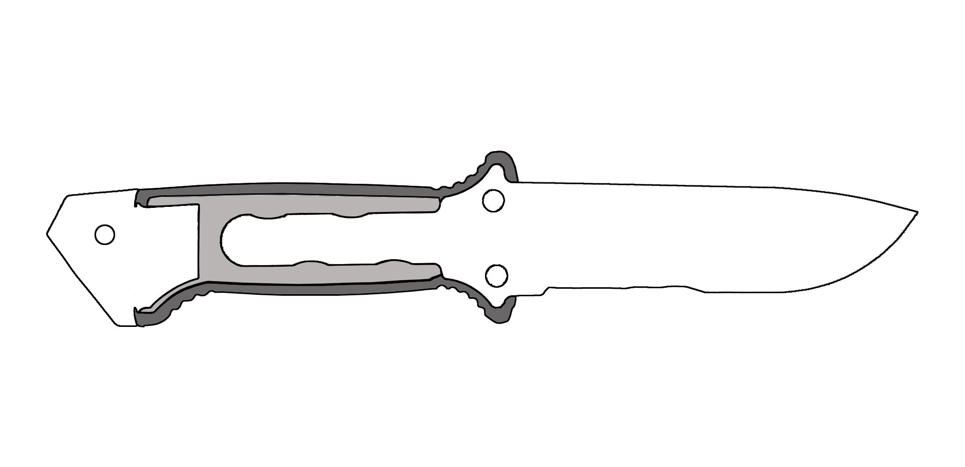 Military specifications call for a fully insulated handle, so the LMF II has a 3/4 tang with internal glass-filled nylon core and external textured rubber grip. The glass breaker pommel is fully insulated from the blade.