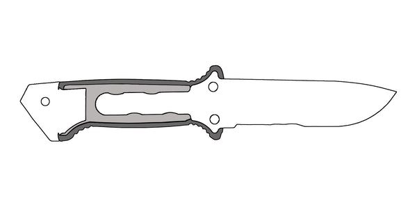 Military specifications call for a fully insulated handle, so the LMF II has a 3/4 tang with internal glass-filled nylon core and external textured rubber grip. The glass breaker pommel is fully insulated from the blade.
