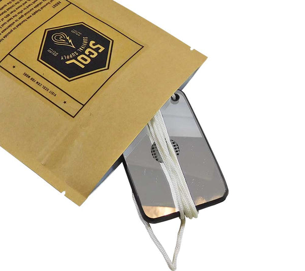 We ship the MIL-M-18371E Mark 3 Type II Signal Mirror in a waterproof 5col storage pouch.