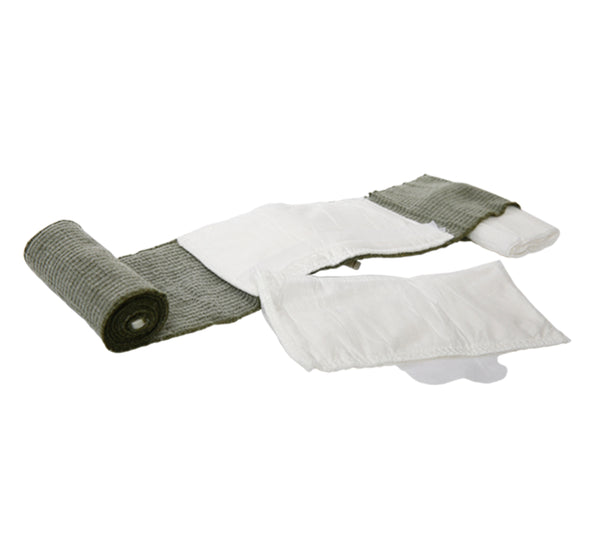 The T3 Israeli Bandage includes removable sterile gauze pads for secondary wound dressings.