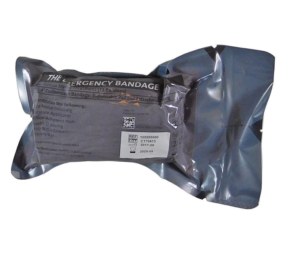 Tactical Trauma Treatment (T3) Emergency Bandage and wound dressing, also known as the Israeli Bandage.