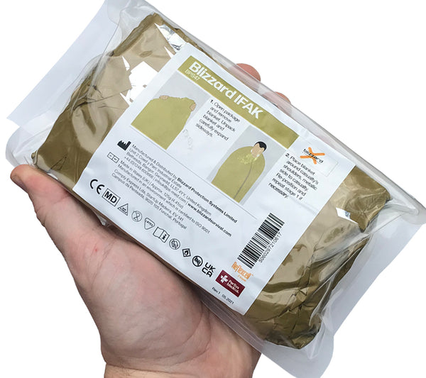 PerSys Blizzard IFAK Blanket treats hypothermia and shock using ReflexCell technology to provide an insulative layer, in addition to the heat reflective metallized layer.