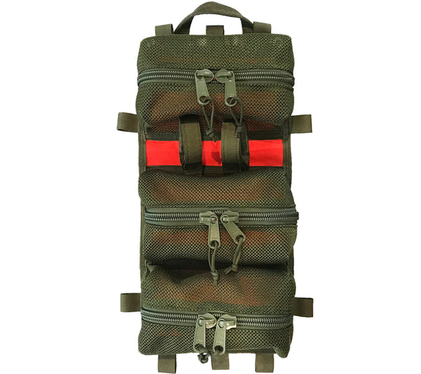 SKRAM Organizer Insert v2 in olive drab with high vis orange interior.