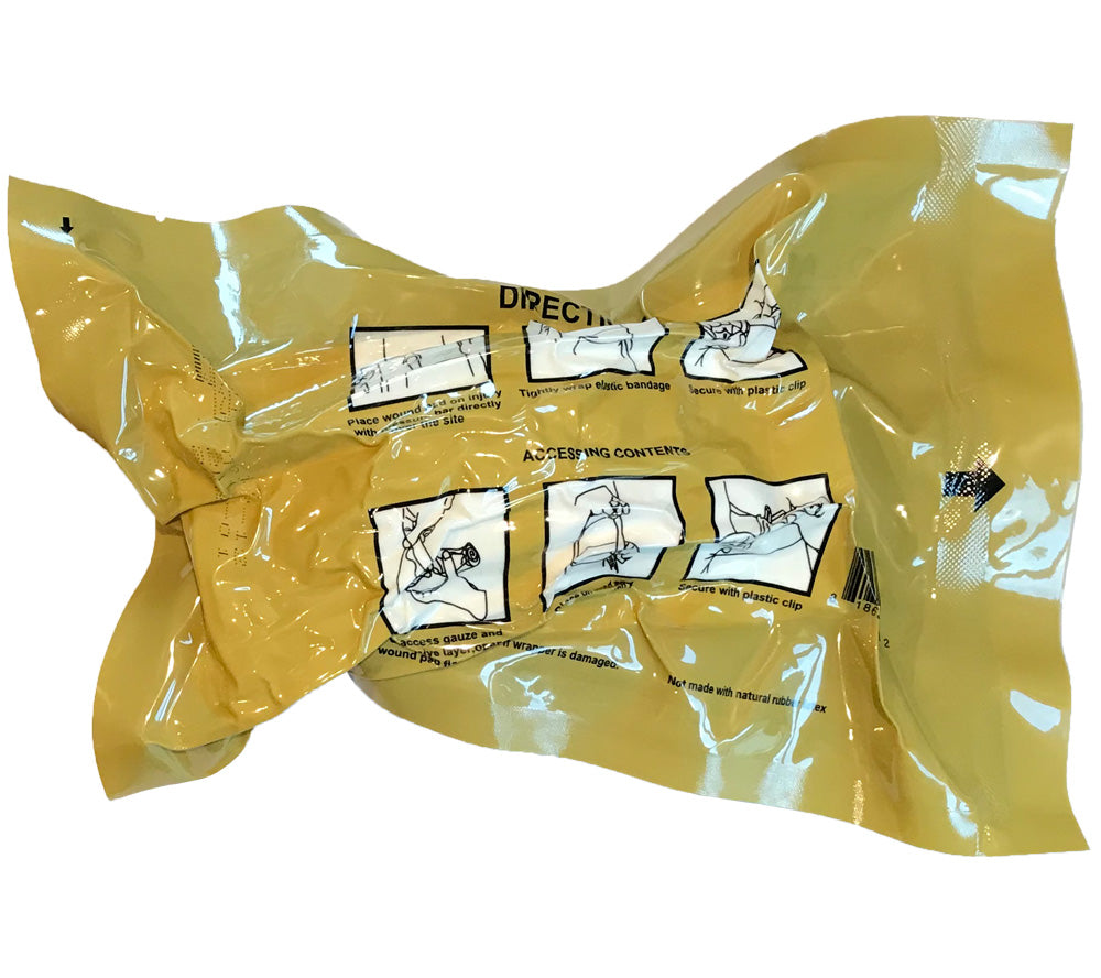 TacMed's six inch Olaes Modular Bandage comes vacuum sealed with instructions for application.