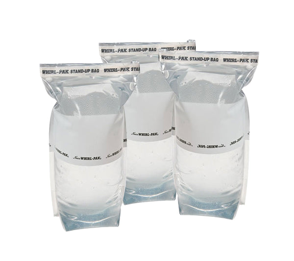 Each bag holds one liter of water and weighs only 2 oz. when empty.