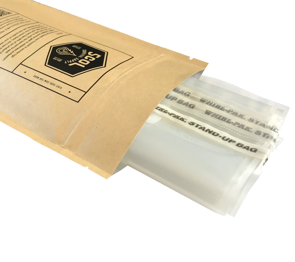 Whirl-Pak water storage bags can be used with chlorine dioxide water treatment tablets to effectively treat drinking water.
