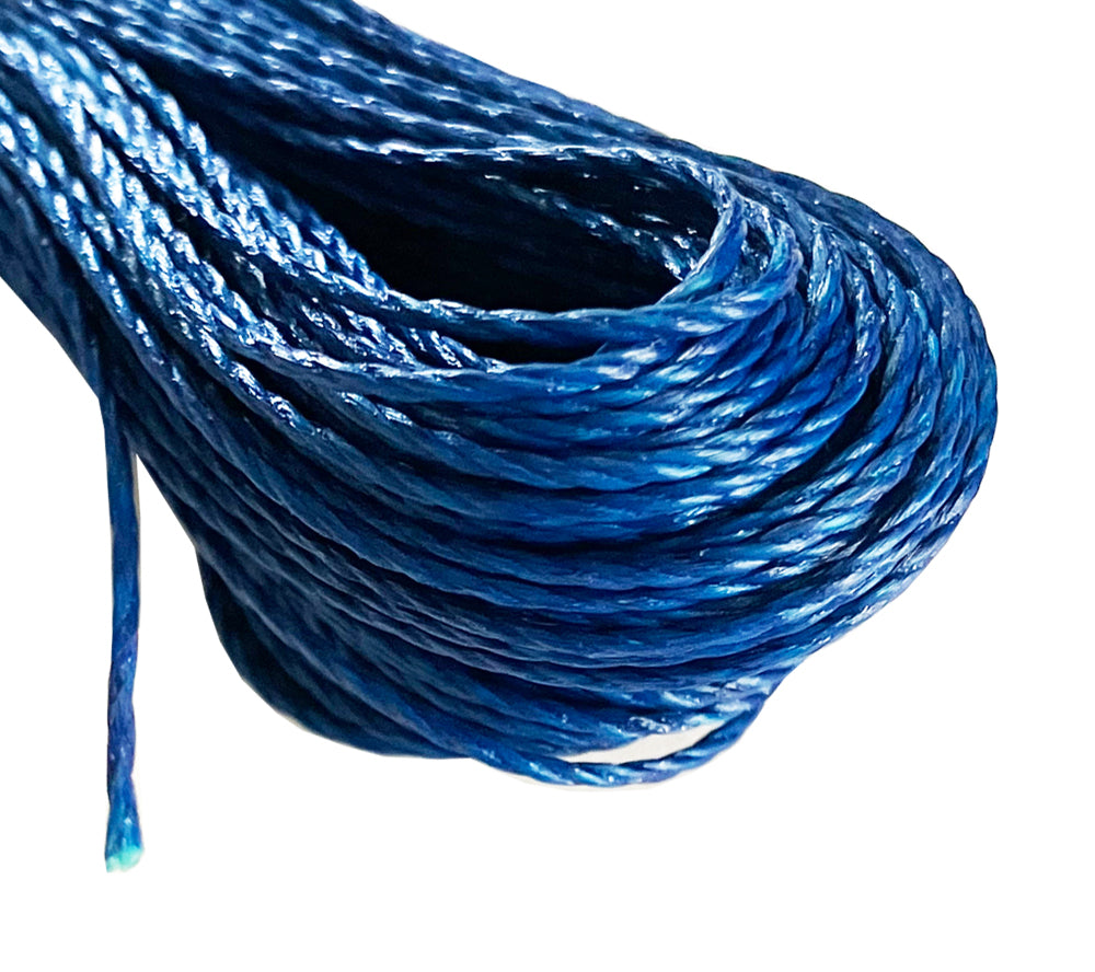 Closeup view of the polyurethane-coated aramid cordage, designed for survival, evasion, resistance, and escape purposes.