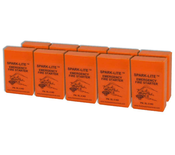 Ten packs of Orange Spark-Lite Fire Kits are also available.