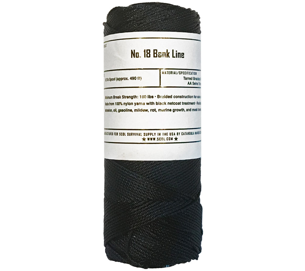 #18 Tarred Braided Bank Line, 490 ft. - 5col Survival Supply