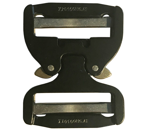 This dual adjustable COBRA buckle can be installed on existing gear without need for sewing.