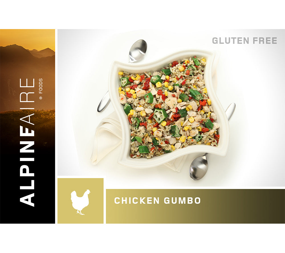 Spicy Chicken Gumbo is a delicious, ultralight freeze dried meal from AlpineAire Foods.