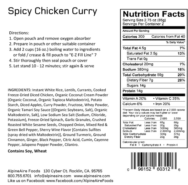 Nutritional facts and instructions displayed on back of packaging.