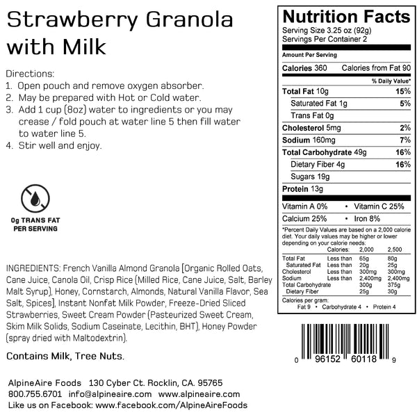Nutritional facts and instructions displayed on back of packaging.