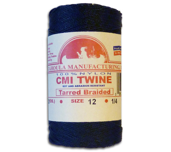 Tarred Braided #12 Bank Line, 1/4 lb. Spool, American-made twine for decoys, trot lines, jug lines, nets, seines, fishing, survival, and Bushcraft.