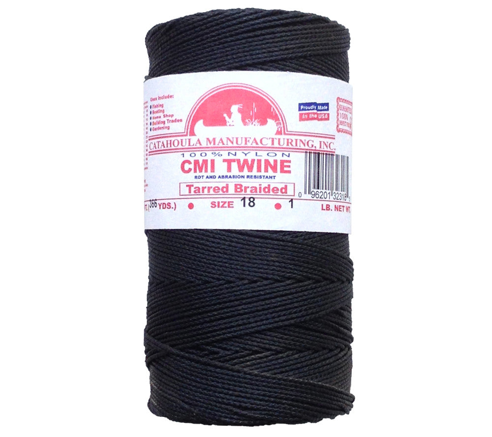 Catahoula #18 bank line (tarred, braided nylon AA Seine Twine) is available from 5col on 1/4 lb or 1 lb spools.