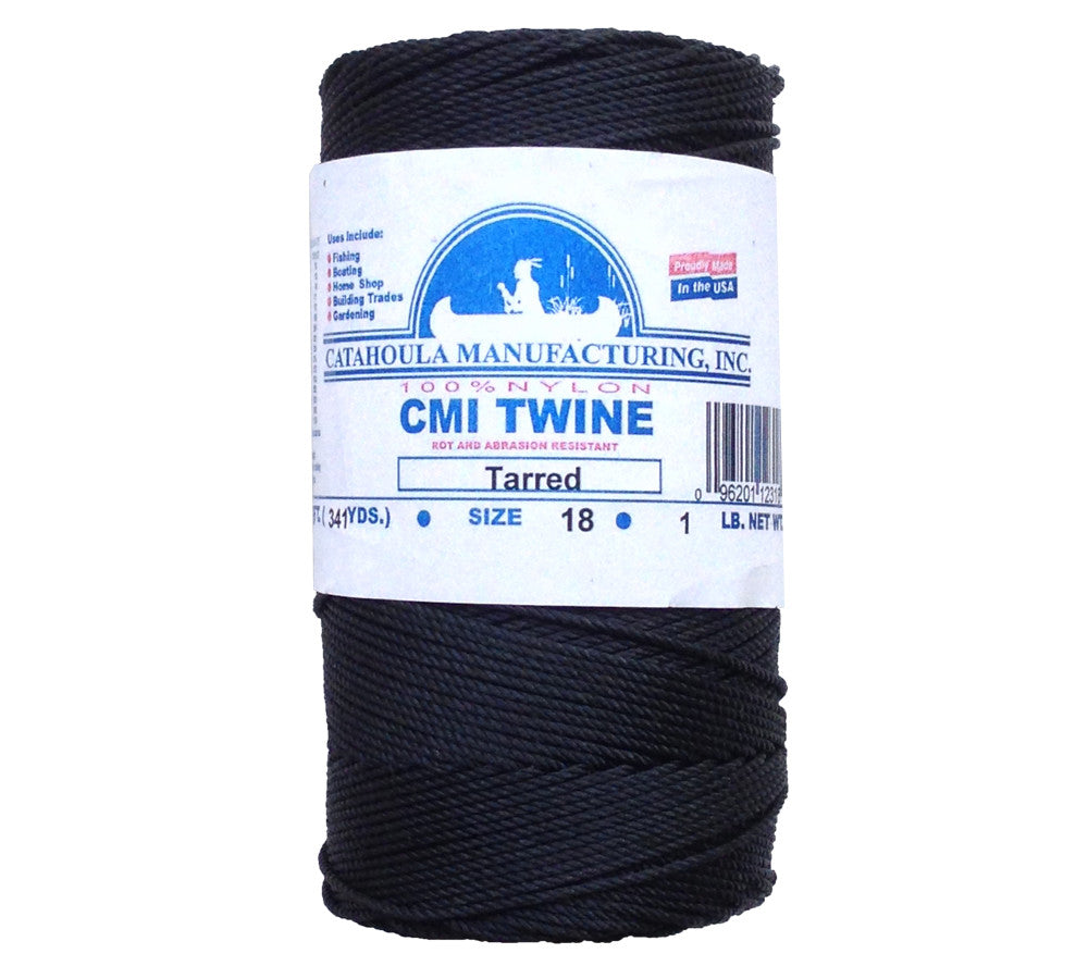 Free shipping on 1 pound spools of #18 twisted tarred bank line (nylon seine twine) from CMI.