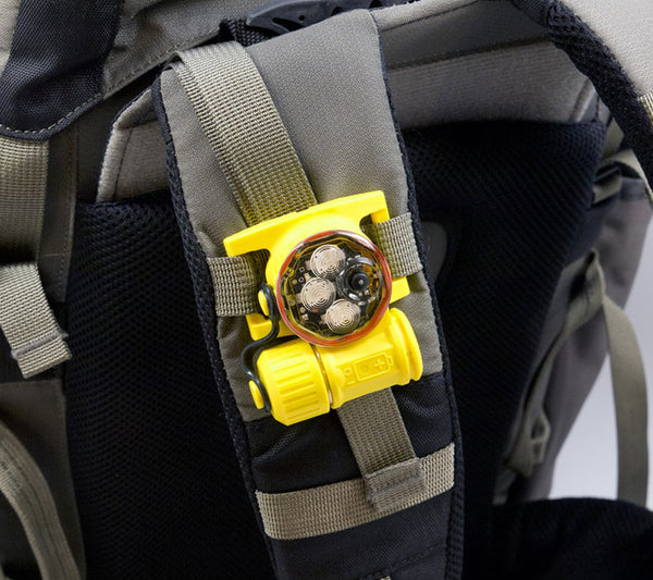 Easily carry the Neptune Venture LED flashlight on backpack shoulder straps, sternum straps, SAR gear, and MOLLE webbing.
