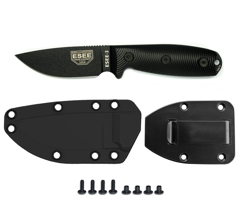 ESEE Model 3P Fixed Blade Knife with 3D G10 Handle Scales and Ambidextrous Molded Polypro Sheath