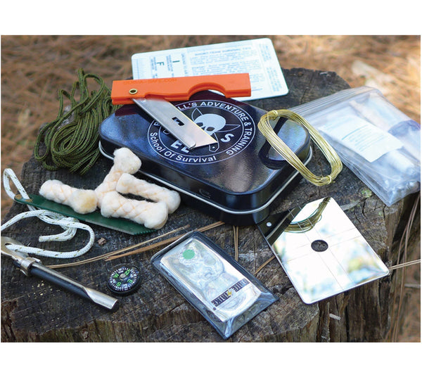 ESEE's Mini Survival Kit includes a signal mirror, TinderQuik tabs, button compass and more.