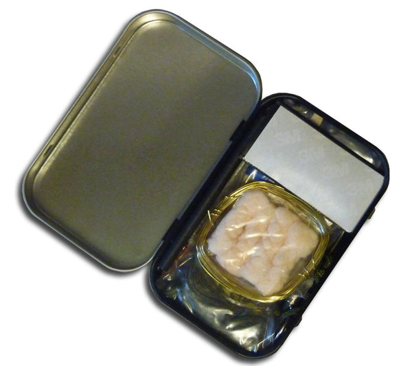 All the kit contents neatly fit an Altoids-sized tin in this Mini Survival Kit.