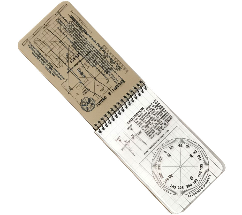 Each Navigation Notebook includes transparent map overlay cards with three different grid scales and protractor.