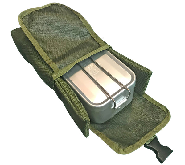 ESEE Knives MOLLE Compatible Pouch and Mess Kit Tin for survival and first aid kits.