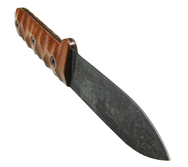 The PR-4 knife from ESEE Knives has a sabre grind with 90 degree spine.