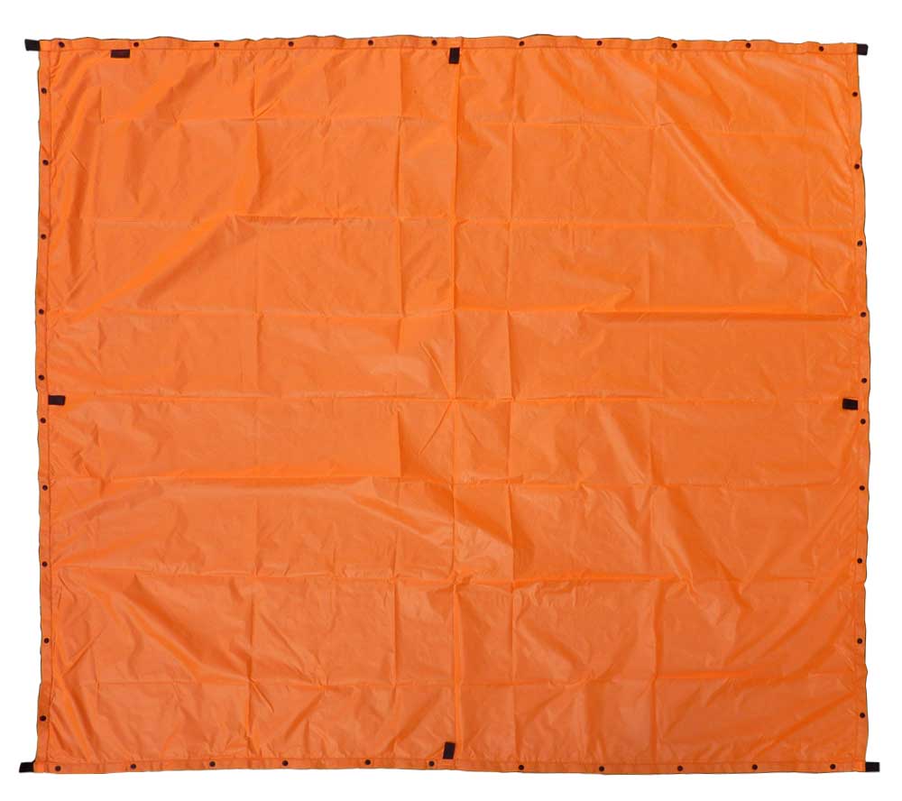 The ESEE Knives Survival Panel/Tarp is a high visibility orange signal panel and tarp rolled into one.