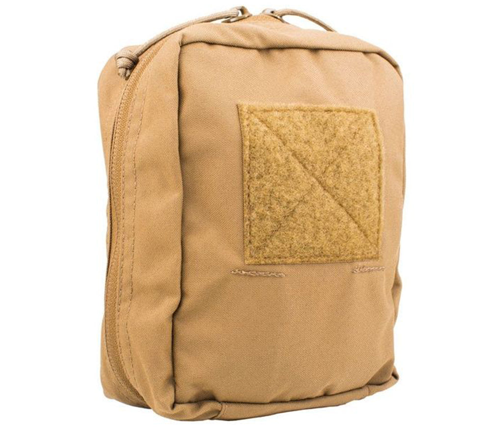 The PALS compatible First Spear SOF Med Pouch, shown here in Coyote Brown Cordura.