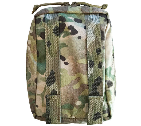 Back side of a Multicam SOF Med Pouch from First Spear, shown here in Multicam.