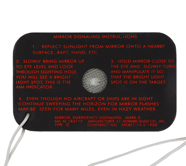 Each MIL-M-18371E Mirror, Emergency Signalling is printed with instructions on the reverse side.