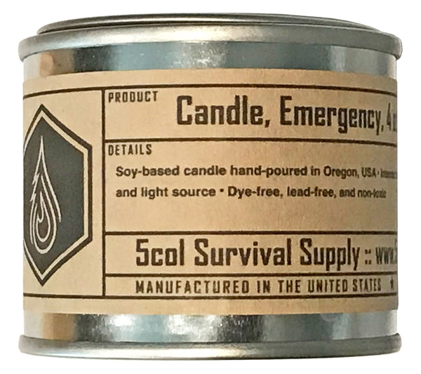 Emergency Candle, Soy-based, 4 oz. | 5col Survival Supply