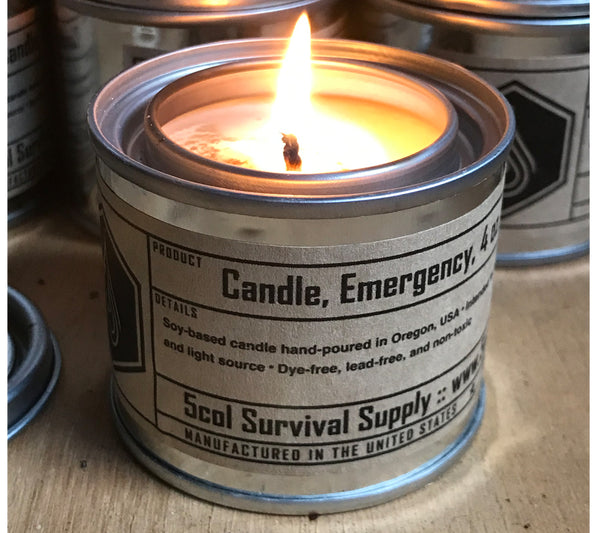 Emergency Candle, Soy-based, 4 oz. - 5col Survival Supply