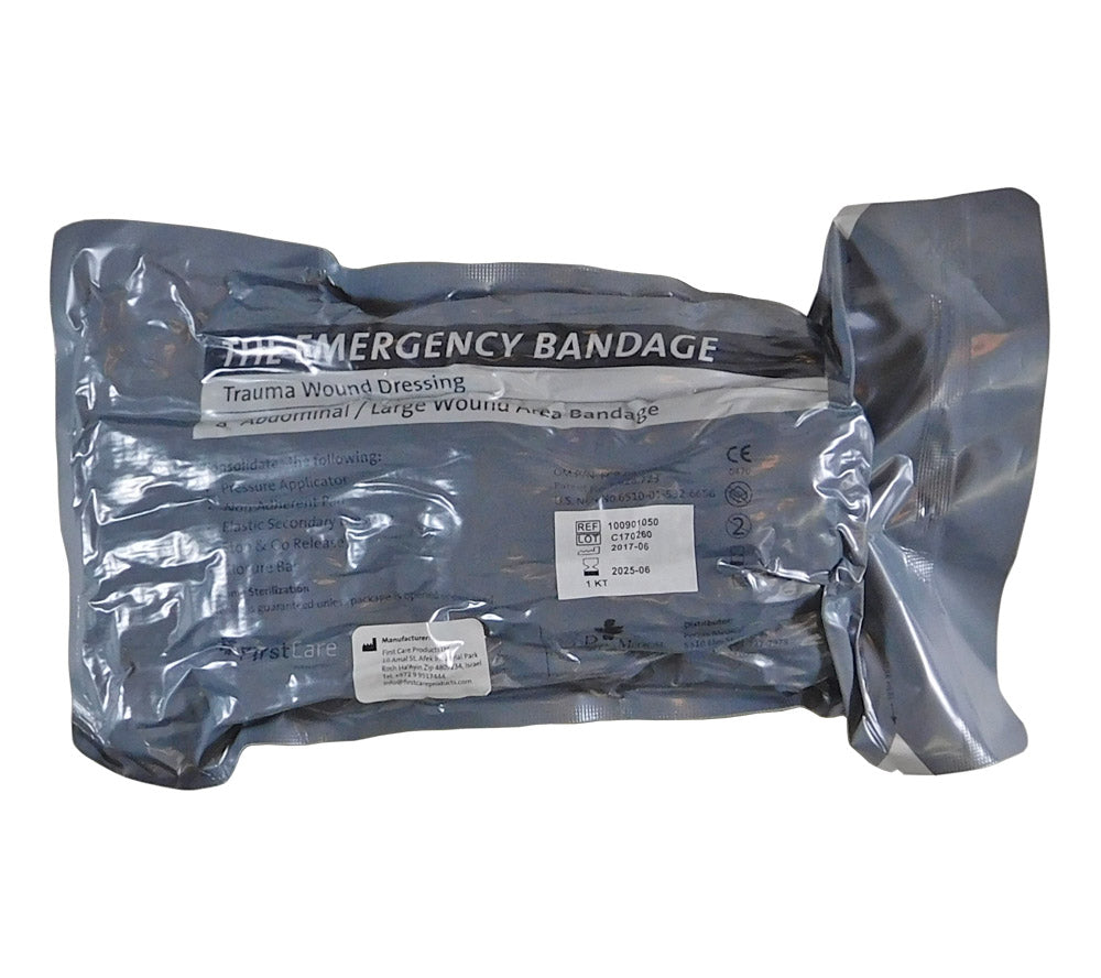 ABD Israeli Bandages are vacuum-sealed in an outer gray package, and gamma sterilized.