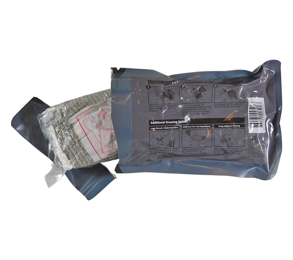 Many paramedics carry the T3 Israeli bandage with the outer packaging open for easier access.