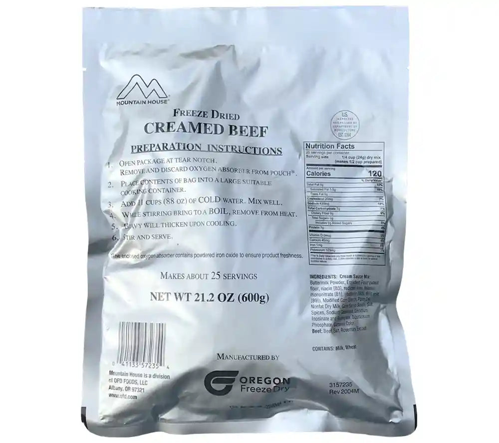 Freeze Dried Creamed Beef - Military Foil Pouch