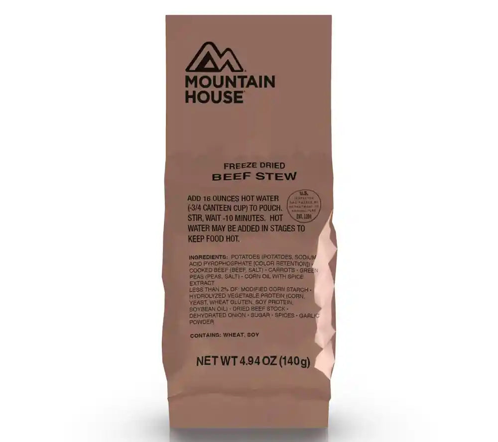 Beef Stew Meal, Cold Weather (MCW), formerly known as a Long Range Patrol Ration (LRP).