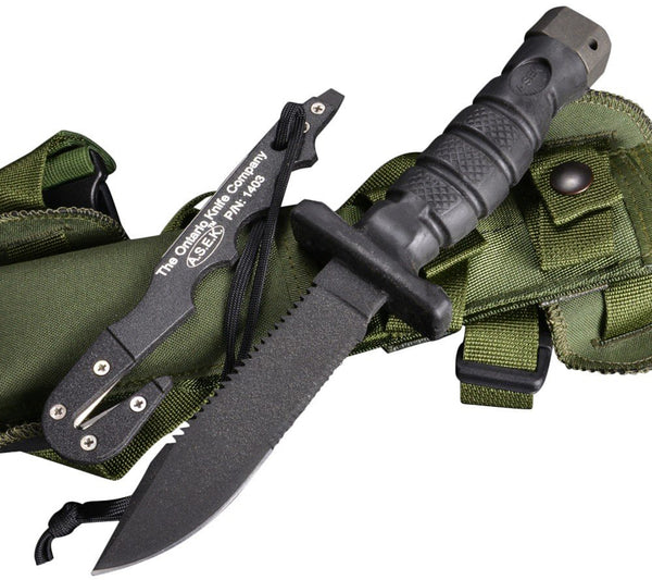 The complate ASEK system from OKC (NSN 1095-01-518-6832) includes the knife, strap cutter, and MOLLE sheath.