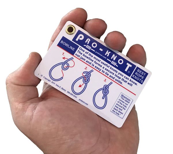 The credit-card sized, wallet-sized Pro-Knot Outdoor Knots cards fit in the palm of your hand.