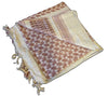 Tan and brown shemaghs, or head scarves, are made from loose knit cotton weave by Red Rock Outdoor Gear.