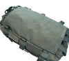 The back panel on the SKRAM Go Bag holds backpack shoulder straps and retention straps when the bag is stowed.